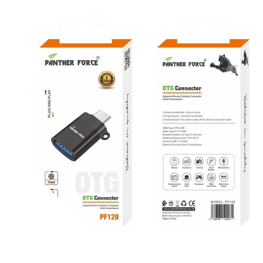 Panther Force OTG Connector - PF129 - Universal Connectivity for USB Devices Panther Force OTG Connector - PF129 - Universal Connectivity for USB Devices